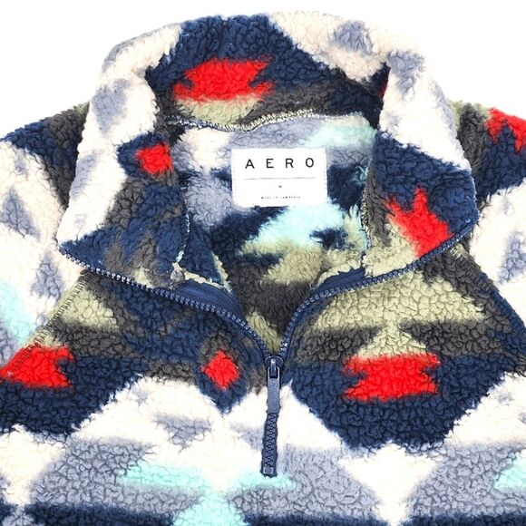 Aeropostale AERO Printed Sherpa Fleece Half-Zip Crop Pullover Womens Medium - Picture 4 of 13